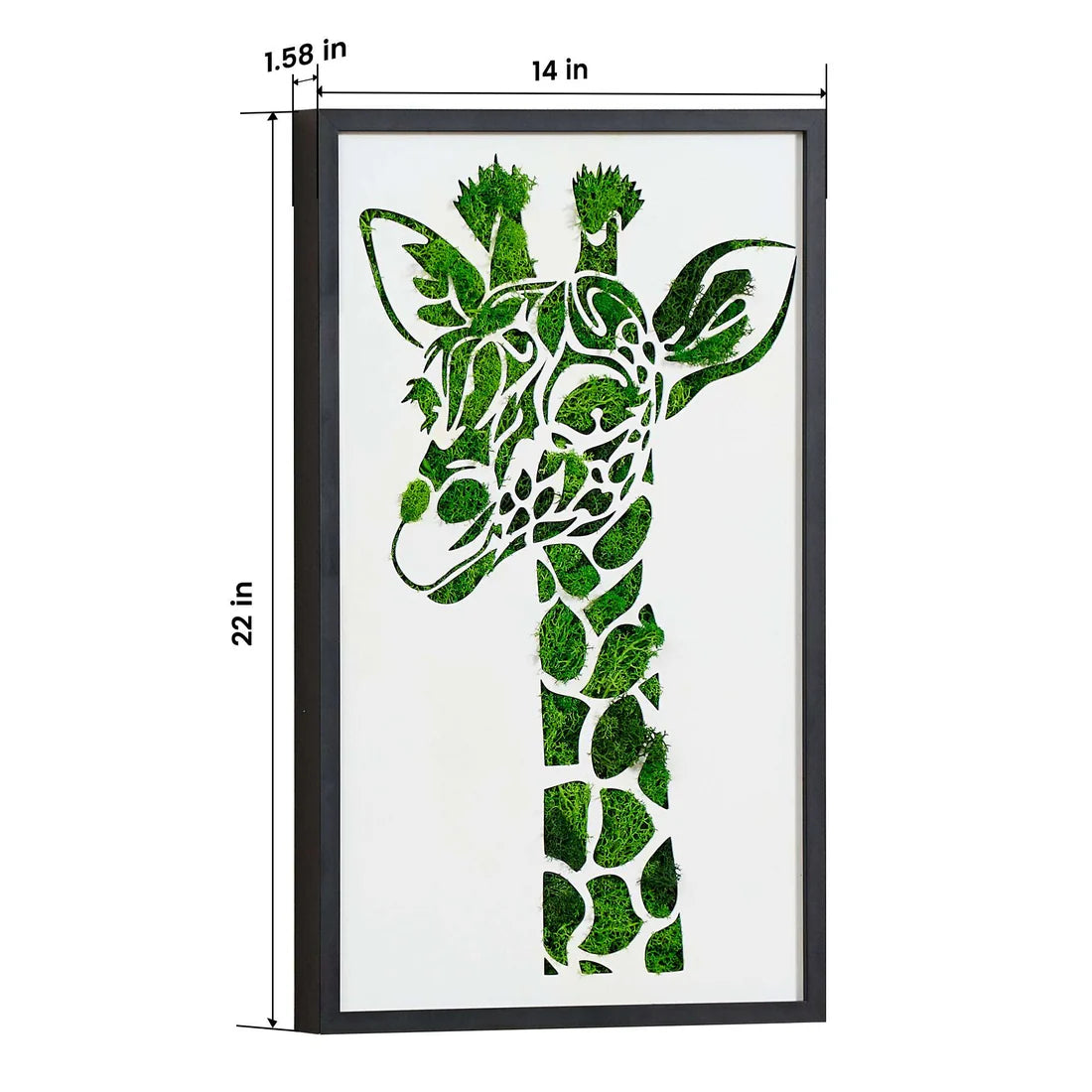 Giraffe Metal Art Moss Wall Decor – Nature's Majesty in Green